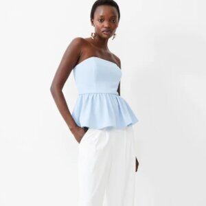 NWT French Connection Harry Suiting Strapless Peplum Top